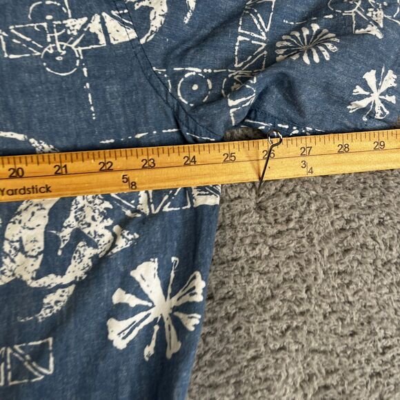 Reyn Spooner Alfred Shaheen Shirt Mens L Blue Hawaiian Button Fish Floral - Picture 10 of 12